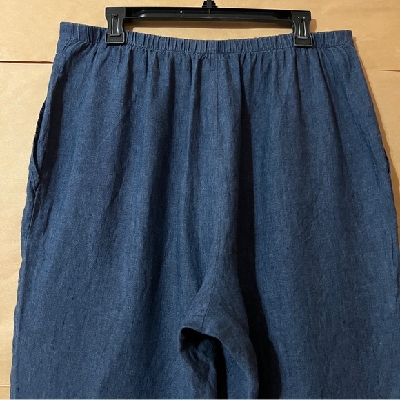 Flax | Linen Kate Pants Crop High Rise Wide Leg Pull-On Flood Lagenlook Size M - Picture 9 of 12